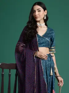 Sangria Printed Ready to Wear Lehenga & Blouse With Dupatta