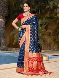 SANGAM PRINTS Ethnic Motifs Woven Design Zari Banarasi Saree