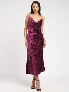 GUESS Cowl Neck Shoulder Straps Floral Print Maxi Midi Dress