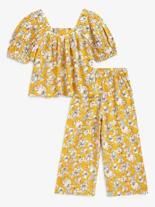 Campana Girls Printed Square Neck Top with Trousers