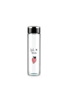 Freelance Transparent 2 Pieces Glass Printed Water Bottles 600 ml
