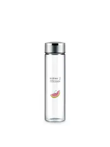 Freelance Transparent 2 Pcs Glass Printed Water Bottle 600 ml