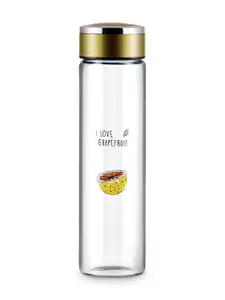 Freelance Transparent 2 Pieces Glass Printed Water Bottle 600 ml