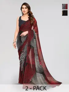 ANAND SAREES Selection Of 2 Geometric Printed Poly Georgette Sarees