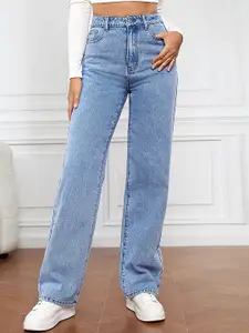 LULU & SKY Women Straight Fit High-Rise Mildly Distressed Jeans