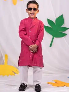 VASTRAMAY Boys Floral Printed Regular Pure Cotton Kurta with Pyjamas