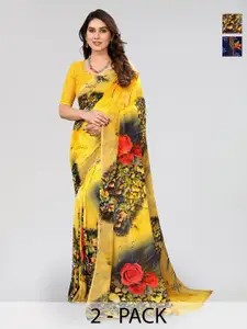 ANAND SAREES Selection Of 2 Floral  Printed Sarees