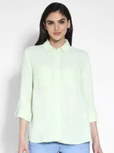 AMERICAN EAGLE OUTFITTERS Spread Collar Roll-Up Sleeves High-Low Casual Shirt