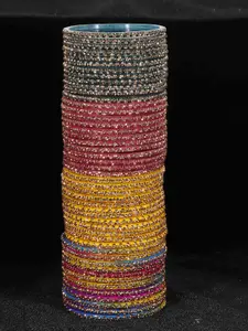 LAVAZZA Set Of 48 Crystals Studded Glass Bangles