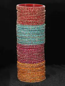 LAVAZZA Set Of 48 Crystals Studded Glass Bangles