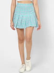 VASTRADO Checked Pure Cotton Pleated Skirt