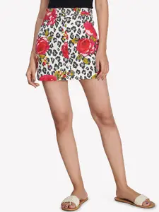VASTRADO Rose Printed A-Line Mini Skirt