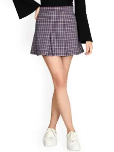 VASTRADO Checked Pure Cotton Mini Skirt