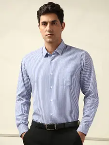 Peter England Vertical Striped Spread Collar Formal Shirt