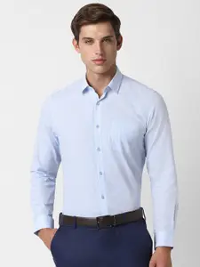 Peter England Slim Fit Grid Tattersall Checked Formal Shirt