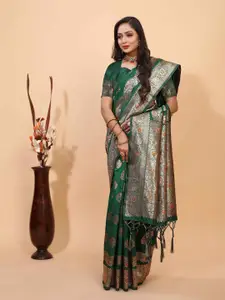 DRIZOMIZ Ethnic Motifs Woven Design Zari Pure Silk Banarasi Saree