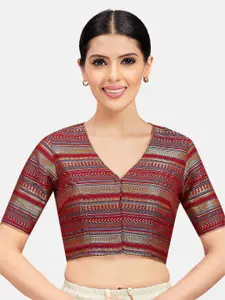 Studio Shringaar Ethnic Motifs Woven Design V-Neck Saree Blouse