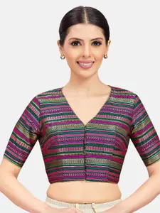 Studio Shringaar Striped Brocade Readymade Saree Blouse
