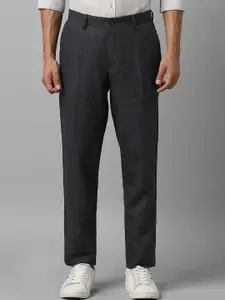 Louis Philippe Men Textured Slim Fit Pure Linen Formal Trousers