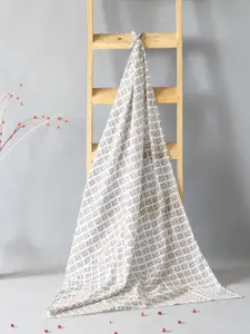 Contrast Living Geometric Printed Pure Cotton Scarf