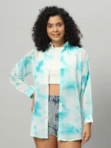 Funday Fashion Boxy Georgette Abstract Printed Casual Shirt