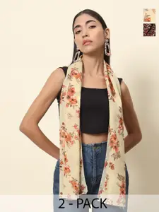Trend Arrest Pack Of 2 Floral Printed Scarves