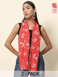 Trend Arrest Pack Of 2 Floral Printed Scarves