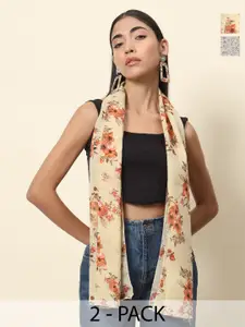 Trend Arrest Pack Of 2 Floral Printed Scarves
