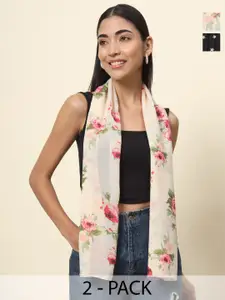 Trend Arrest Pack Of 2 Floral Printed Scarves