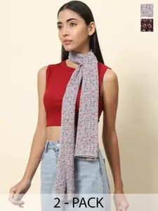 Trend Arrest Pack Of 2 Floral Printed Scarf