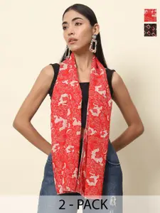 Trend Arrest Pack Of 2 Floral Printed Scarf