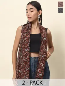Trend Arrest Pack of 2 Geometric & Abstract Printed Scarves
