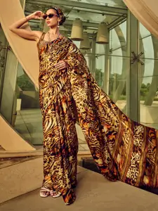 Mitera Animal Printed Satin Saree
