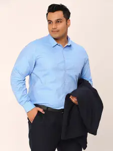 Sztori Plus Size Relaxed Fit Self Design Pure Cotton Formal Shirt