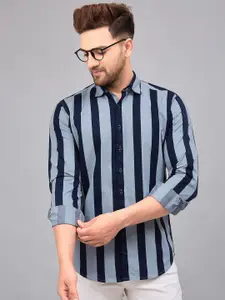 LOUIS MONARCH Vertical Stripes Cotton Casual Shirt