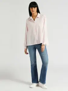 Pepe Jeans Comfort Fit Vertical Striped High-Low Hem Detail Pure Cotton Casual Shirt