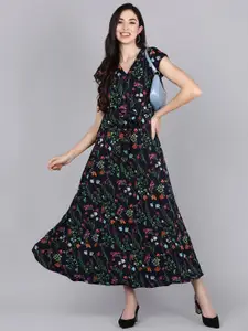 AHIKA Floral Printed Georgette Maxi Dress