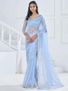 Saree mall Embellished Beads and Stones Organza Saree