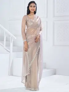 Saree mall Embellished Beads and Stones Organza Saree