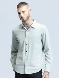 Snitch Grey Spread Collar Classic Slim Fit Casual Shirt