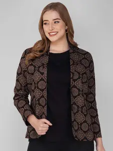 KALINI Printed Single-Breasted Comfort-Fit Pure Cotton Blazers