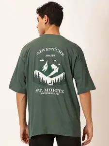 Thomas Scott Round Neck Typography Printed Cotton Oversized T-shirt