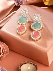 AMI Gold-Plated Stone-Studded Drop Earrings