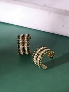 AMI Gold Plated Stone Studded Contemporary Stud Earrings