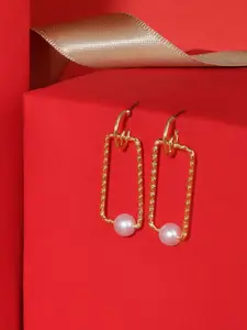 AMI Gold Plated Pearls Beaded Contemporary Drop Earrings