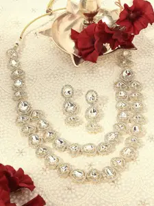 AMI Gold-Plated Austrian Diamonds Studded Necklace With Earrings