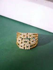 AMI Gold Plated CZ Stone Studded Finger Ring