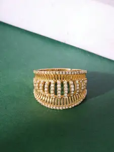 AMI Gold-Plated CZ-Studded Finger Ring