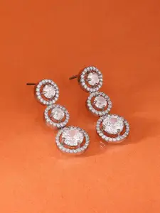 AMI Silver-Plated Cubic Zirconia Contemporary Drop Earrings