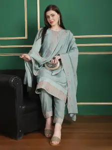 Stylee LIFESTYLE Floral Embroidered Beads and Stones Unstitched Dress Material